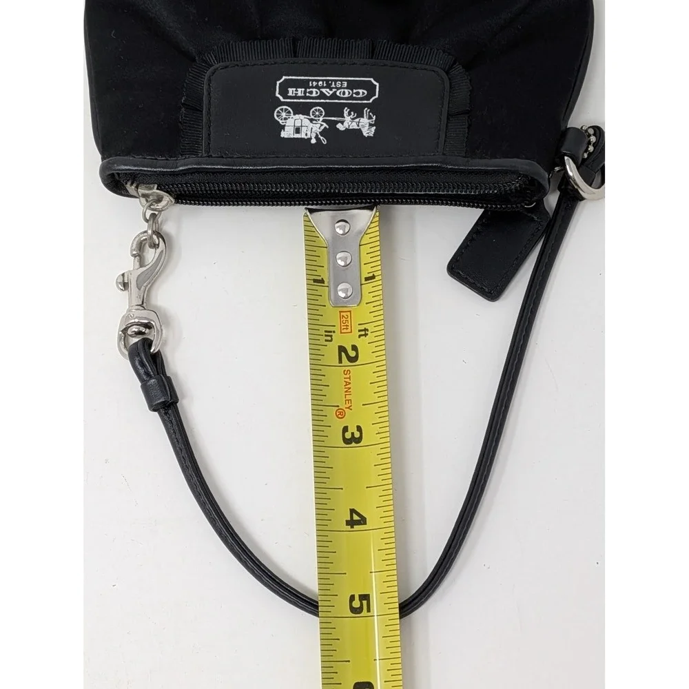 Coach Amanda Satin Wristlet Clutch Purse Wallet Small Black Silver